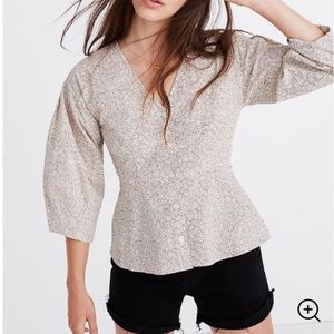 Madewell Florentine Peplum Top in Daisy Patch